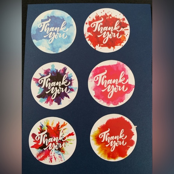 Thank You Sticker Labels 500 labels on roll. 2” Round NWT 6 Colorful Designs - Picture 2 of 5
